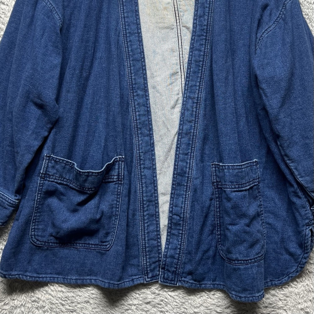 J Crew Drapey Indigo Jacket Womens XL Blue Pockets Cotton Casual - Picture 3 of 14